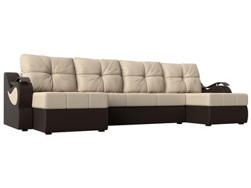 П-образный диван Меркурий П, Бежевый/коричневый (экокожа) в Йошкар-Оле
