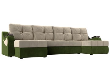 П-образный диван Меркурий П, Бежевый/зеленый (вельвет) в Йошкар-Оле