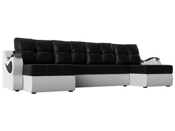 П-образный диван Меркурий П, Черный/белый (экокожа) в Йошкар-Оле