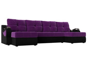 П-образный диван Меркурий П, Фиолетовый/черный (вельвет) в Йошкар-Оле