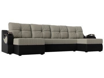 П-образный диван Меркурий П, Корфу 02 (рогожка)/черный (экокожа) в Йошкар-Оле