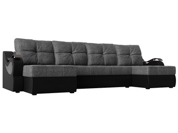 П-образный диван Меркурий П, Серый/черный (рогожка/экокожа) в Йошкар-Оле