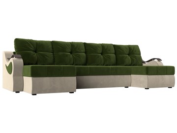П-образный диван Меркурий П, Зеленый/бежевый (вельвет) в Йошкар-Оле