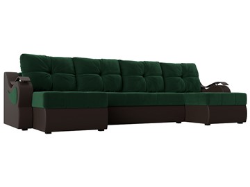 П-образный диван Меркурий П, Зеленый\Коричневый (Велюр\Экокожа) в Йошкар-Оле