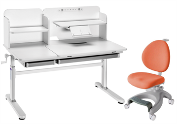 Комплект парта + кресло Iris II Grey + Cielo Orange + чехол для кресла в подарок в Йошкар-Оле