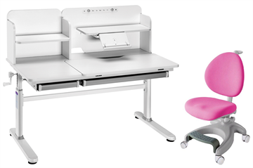 Комплект парта + кресло Iris II Grey + Cielo Pink + чехол для кресла в подарок в Йошкар-Оле