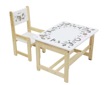 Комплект детской мебели POLINI KIDS ECO 400 SM, ЕДИНОРОГ, 68Х55 СМ, БЕЛЫЙ-НАТУРАЛЬНЫЙ в Йошкар-Оле