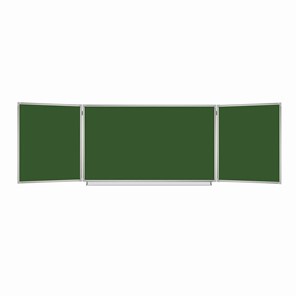 Доска  для мела 3-х элементная 100х150/300 см, 5 рабочих поверхностей, зеленая, BRAUBERG, 231707 в Йошкар-Оле