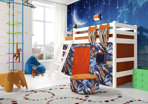 Кровать-чердак детская Соня, Вариант 6 Белый в Йошкар-Оле - изображение