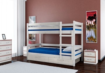 Кровать в детскую Джуниор двухъярусная с ящиками (Белый Античный) в Йошкар-Оле