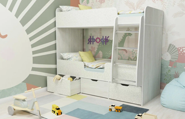 Двухэтажная детская кровать Малыш двойняшка 70х160, корпус Винтерберг, фасад Фейритейл в Йошкар-Оле - предосмотр