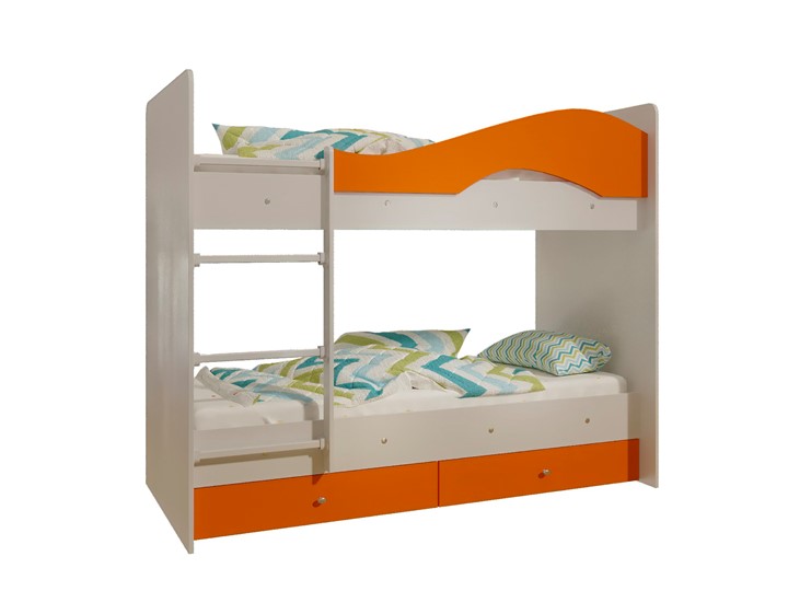 Кровать 2-ярусная Мая с 2 ящиками на щитах, корпус Млечный дуб, фасад Оранжевый в Йошкар-Оле - изображение 4