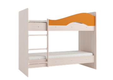 Кровать 2-ярусная Мая с 2 ящиками на щитах, корпус Млечный дуб, фасад Оранжевый в Йошкар-Оле - предосмотр 2