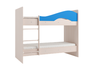 Двухъярусная кровать Мая с 2 ящиками на щитах, корпус Млечный дуб, фасад Синий в Йошкар-Оле - предосмотр 2