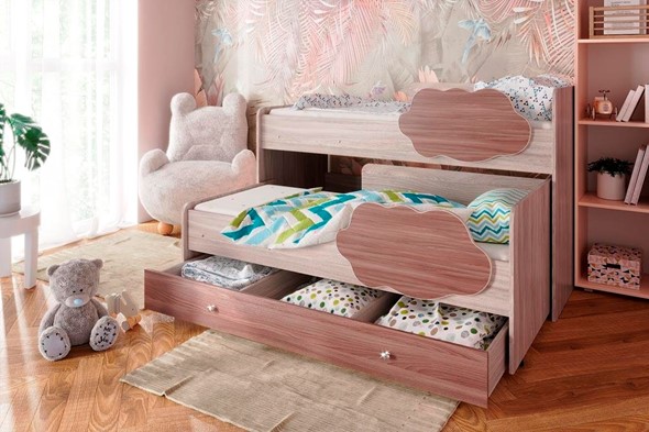 Двухъярусная детская кровать Соник 1.6 с ящиком, Ясень Шимо в Йошкар-Оле - изображение