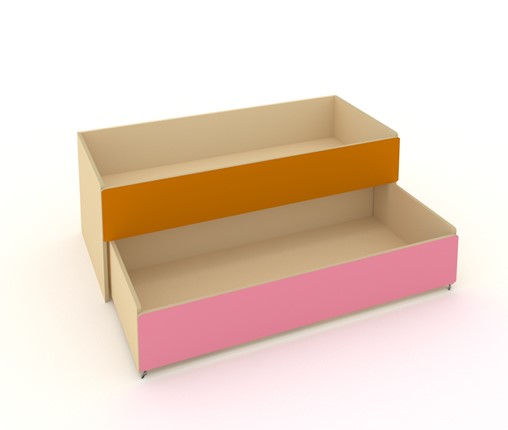 Кровать для детей 2-х уровневая КД-2, Беж + Оранжевый + Розовый в Йошкар-Оле - изображение