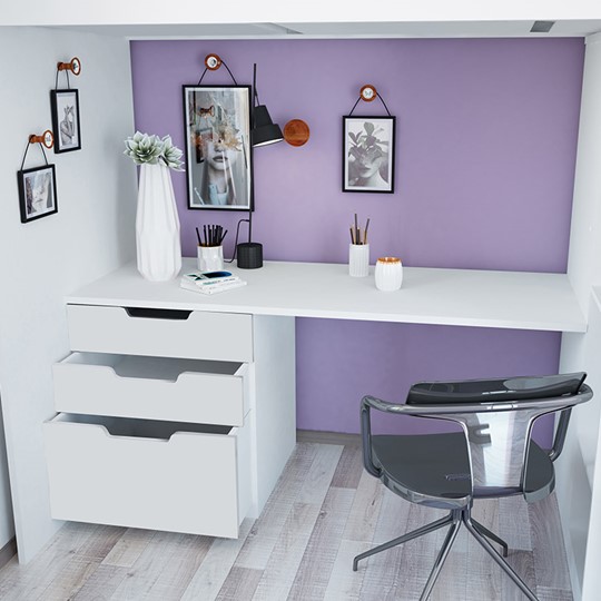 Кровать 2-х ярусная с письменным столом и шкафом POLINI Kids Simple Белый в Йошкар-Оле - изображение 5