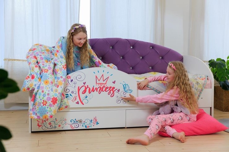 Детская кровать Эльза с бортиком, Фиолетовый (латы) в Йошкар-Оле - изображение 4