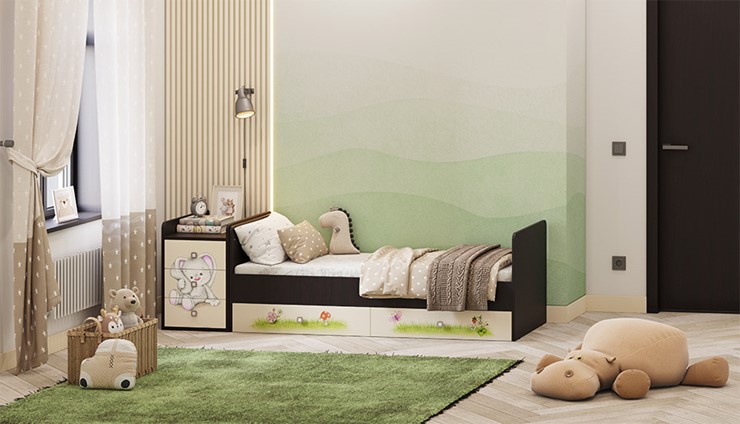 Детская кровать Фея 1100 Зайчонок Венге-бежевый в Йошкар-Оле - изображение 5
