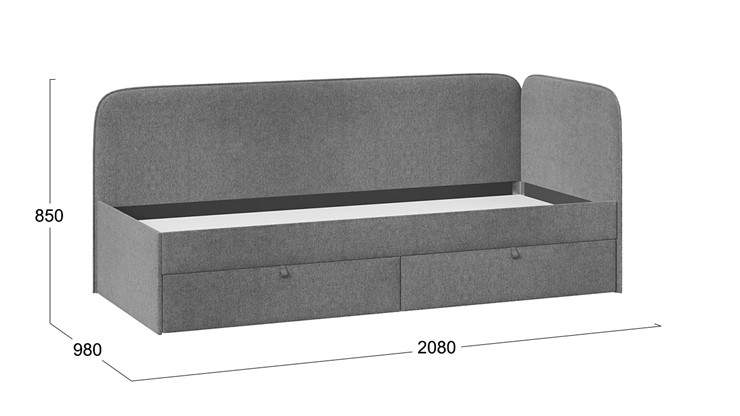 Кровать подростковая Молли тип 1 (90), Микровелюр Scandi Graphite 22 в Йошкар-Оле - изображение 3