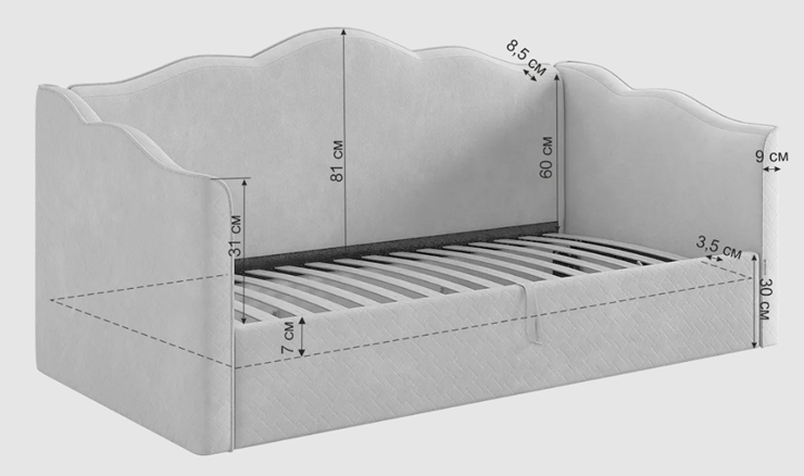 Кроватка с подъемным механизмом Лея (Софа) 90х200 (крем (велюр)/латте (велюр)) в Йошкар-Оле - изображение 7