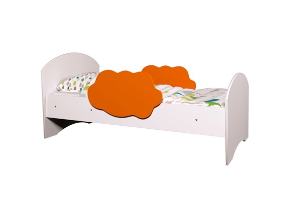 Кровать с бортиками Тучка, корпус Белый, фасад Оранжевый в Йошкар-Оле - изображение