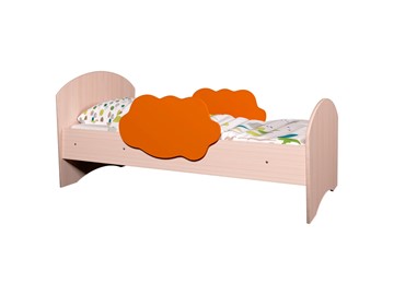 Кровать с бортиками Тучка, корпус Дуб млечный, фасад Оранжевый в Йошкар-Оле