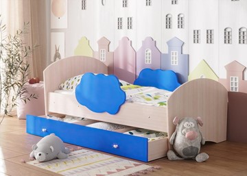 Кровать детская Тучка с ящиком, корпус Дуб млечный, фасад Синий в Йошкар-Оле