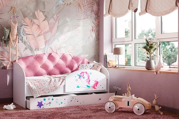 Кровать детская односпальная Звездочка с бортиком, Розовый в Йошкар-Оле - изображение