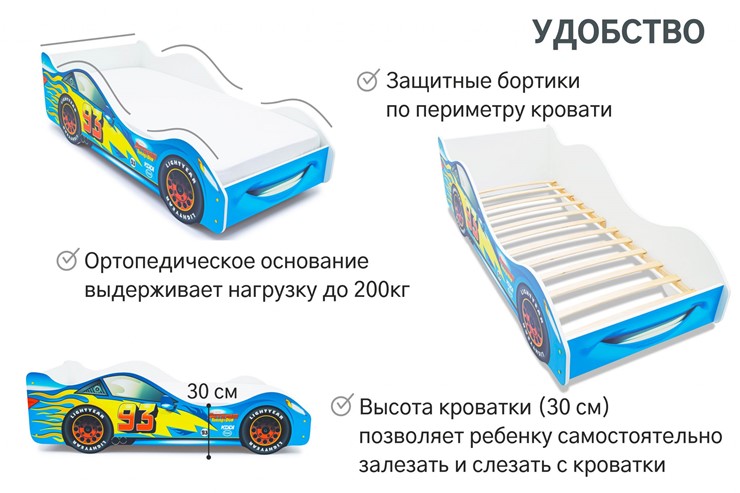 Кровать-машина Тачка синяя в Йошкар-Оле - изображение 4