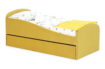 Мягкая кровать с ящиком Letmo горчичный (велюр) в Йошкар-Оле