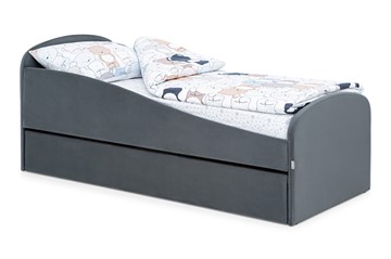 Мягкая кровать с ящиком Letmo графит (велюр) в Йошкар-Оле