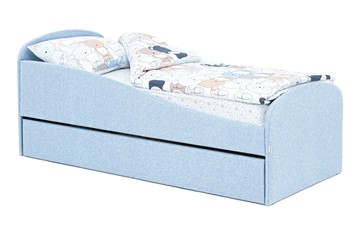 Мягкая кровать с ящиком Letmo небесный (рогожка) в Йошкар-Оле