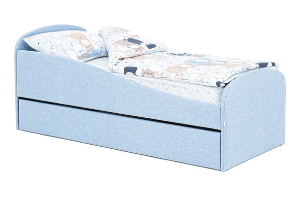 Мягкая кровать с ящиком Letmo небесный (рогожка) в Йошкар-Оле - изображение
