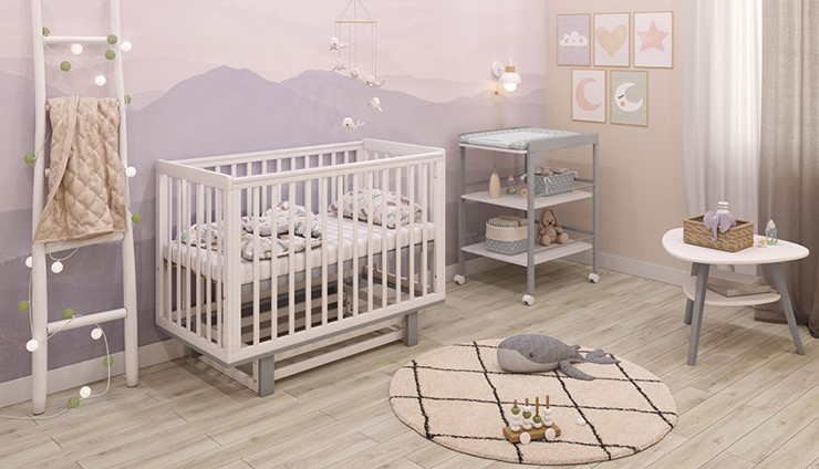 Кровать для новорожденных серия 3400 POLINI Kids Simple 340 Белый / Серый в Йошкар-Оле - изображение 10