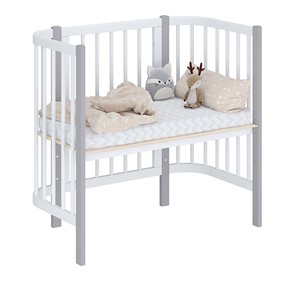 Кроватка детская приставная POLINI Kids Simple 105 Белый / Серый в Йошкар-Оле - предосмотр 1