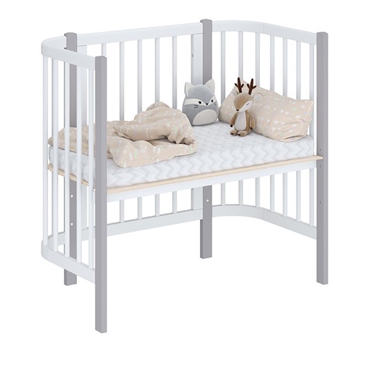 Кроватка детская приставная POLINI Kids Simple 105 Белый / Серый в Йошкар-Оле - изображение 1