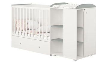 Детская кровать с комодом POLINI Kids Ameli 800 Белый / Серый, серия AMELI в Йошкар-Оле - предосмотр 1