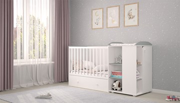 Детская кровать с комодом POLINI Kids Ameli 800 Белый / Серый, серия AMELI в Йошкар-Оле - предосмотр 2