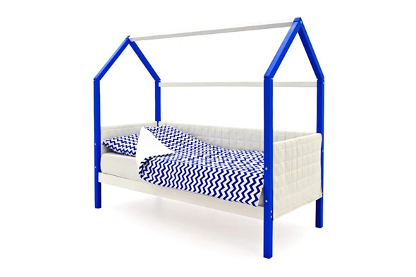 Кровать-домик «Svogen сине-белый» мягкая в Йошкар-Оле - изображение