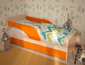 Детская кровать Максимка, корпус Млечный дуб, фасад Оранжевый в Йошкар-Оле - предосмотр