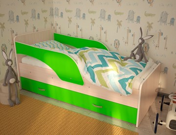 Детская кровать Максимка, корпус Млечный дуб, фасад Салатовый в Йошкар-Оле - предосмотр