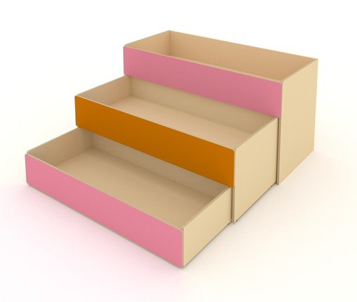 Кровать для детей 3-х уровневая КД-3, Беж + Розовый + Оранжевый в Йошкар-Оле - изображение