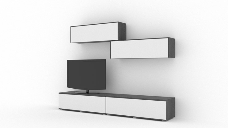 Гостиный гарнитур Куб (Cube), цвет Белый софт, Черный ясень в Йошкар-Оле - изображение 1