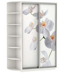 Шкаф 2-х створчатый Хит, 1500x600x2200, фотопечать, со стеллажом, белая орхидея, белый снег в Йошкар-Оле