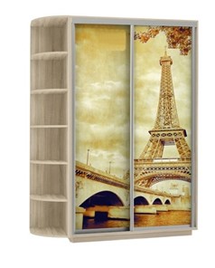 Шкаф 2-створчатый Хит, 1500x600x2200, фотопечать, со стеллажом, париж, дуб сонома в Йошкар-Оле