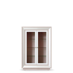 шкаф 2-х дверный (2 стеклодвери) низкий Прато 998, Ясень светлый \ жемчуг в Йошкар-Оле