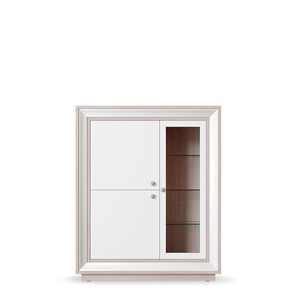 шкаф 3-х дверный (1 стеклодверь) низкий Прато 1179, Ясень светлый \ жемчуг в Йошкар-Оле