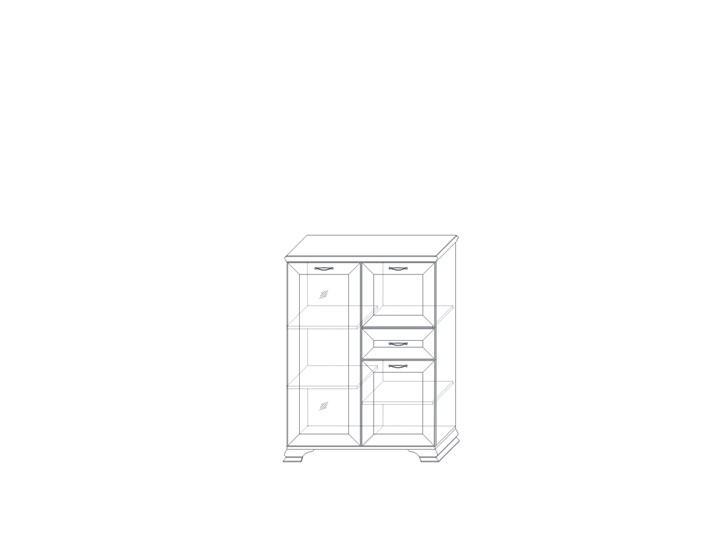 Низкий шкаф (1 стеклодверь) Сиена, Бодега белый / патина золото в Йошкар-Оле - изображение 1