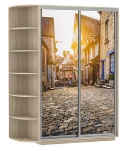Шкаф 2-х створчатый Хит, 1500x600x2200, фотопечать, со стеллажом, улица, шимо светлый в Йошкар-Оле